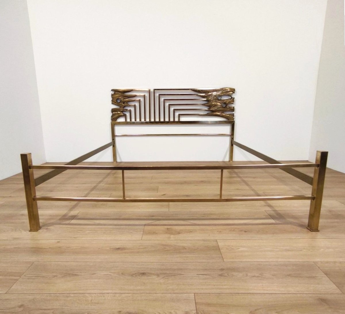 LETTO IN OTTONE E BRONZO, ITALIA ANNI '70-photo-5