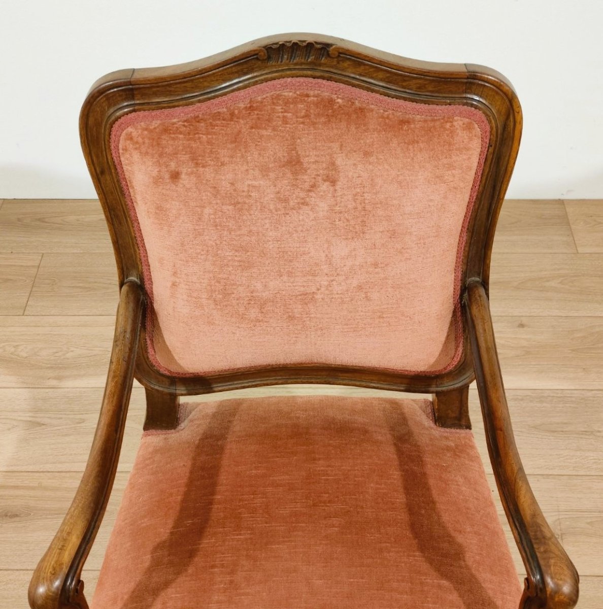 COPPIA DI POLTRONCINE IN NOCE IN STILE LUIGI XV, XIX sec-photo-7
