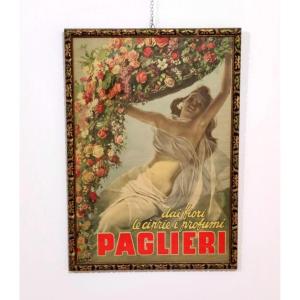 MANIFESTO PAGLIERI 'DAI FIORI LE CIPRIE I PROFUMI', GINO BOCCASILE 1950 ca.
