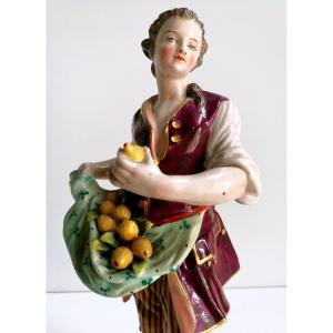 CERAMICA FRANKENTHAL 'RACCOGLITORE DI FRUTTA' , META' XVIII sec.