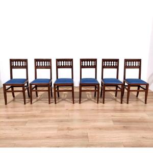 GRUPPO DI 6 SEDIE IN LEGNO DI NOCE, EPOCA DIRETTORIO 