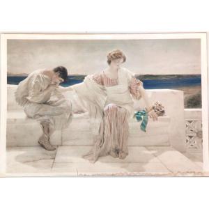 'ASK ME NO MORE' DI SIR L. ALMA TADEMA, STAMPA ORIGINALE D'ARTE (1906)
