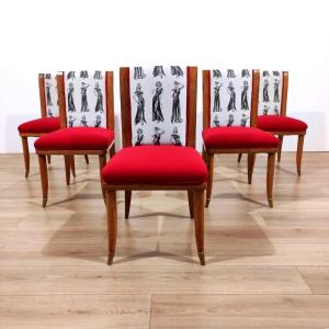 SET DI 6 SEDIE IN NOCE, TOMASO BUZZI (ATTRIB. A), ITALIA ANNI '50