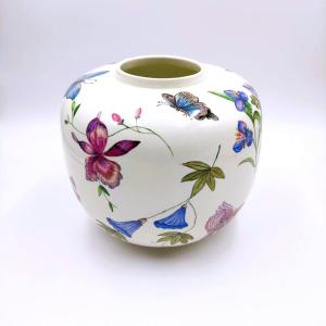 ANDLOVITZ VASO IN CERAMICA N. 2549 CON DECORO FLOREALE, LAVENIA 1940