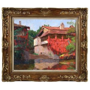 Reflections In The Stream, Impressionist Oil Painting On Canvas By Gorm Hansen
