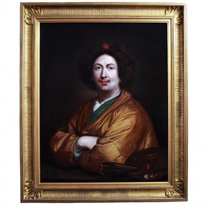 Old Oil On Canvas 18th Century "portrait Of An Artist "after Pierre I Mignard (1612-1695)