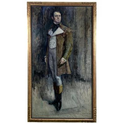 Portrait Oil On Canvas By Alfred Moitroux (1886-1938) Belgian School