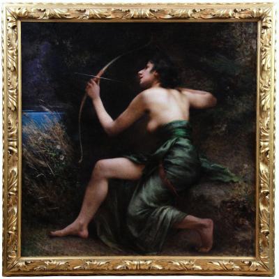Oil On Canvas The Goddess Artemis 19th Century