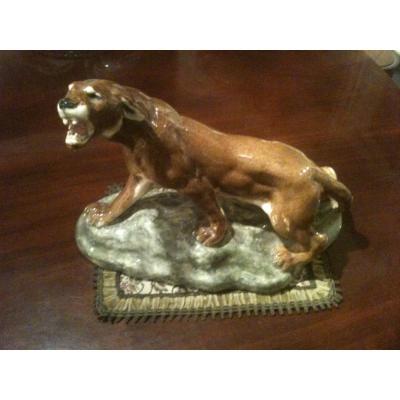 Lioness Ceramic By Clement Massier