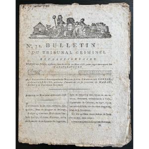 Charlotte Cordet – Criminal Court Bulletins - French Revolution