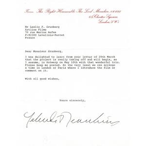 Yehudi Menhuin – Signed Typewritten Letter