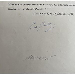 Charles De Gaulle – Letter Signed And Co-signed By Michel Debré