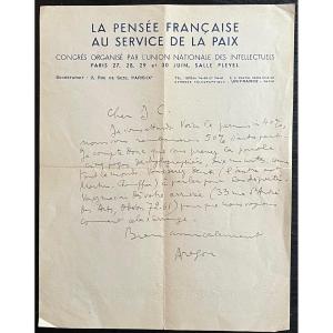 Louis Aragon – Autograph Letter Signed - Resistance