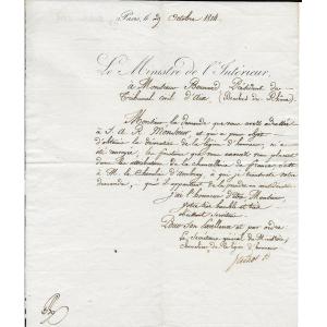François Guizot - Signed Letter - Louis XVIII