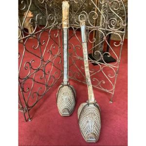 Pair Of Gaucho Stirrups In Carved Wood