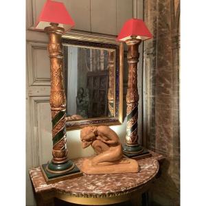 Pair Of Lamps With Venetian Barrels