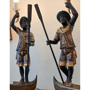 Pair Of Nubian Torch Holders 19th Century