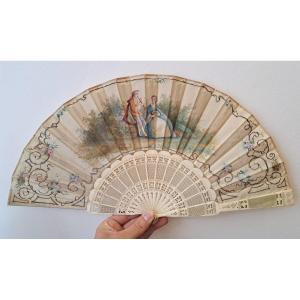 Fan With A Gallant Scene Decor, Circa 1880
