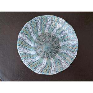 Turquoise And White Latticino Murano Empty Pocket Cup