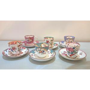 Set Of 6 Minton And Cauldon English Bone China Coffee Cups