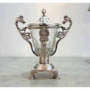 Charles-antoine Lenglet – Solid Silver Mustard Pot With An Old Man