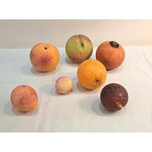 Set Of 7 Fruits In Painted Marble