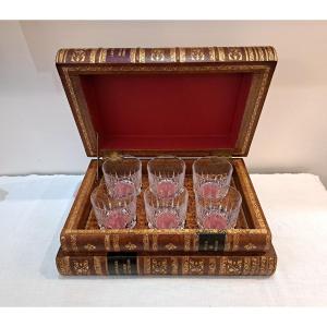 Liquor Cabinet Whiskey Glasses Trompe l'Oeil Stack Of Fake Books