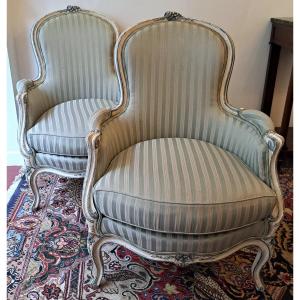 Pair Of Painted Wood Bergères In The Louis XV Style