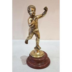 Putto Of Love And Childhood, A Cherub In Gilded Bronze From The Empire Period