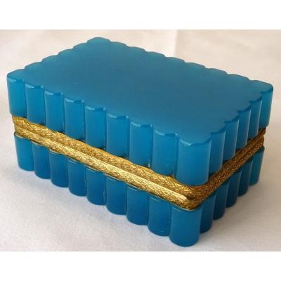 19th Century Gilt-metal Mounted Blue Opaline Jewelry Box