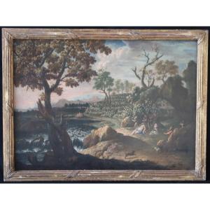 Oil Painting On Canvas, Bacchus, Landscape, Mythology, 18th Century, Romantic, Italian School