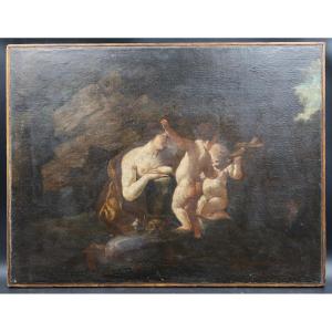 Antique Painting Vanity Memento Mori Marie Madeleine Putti 17th Century Italian School