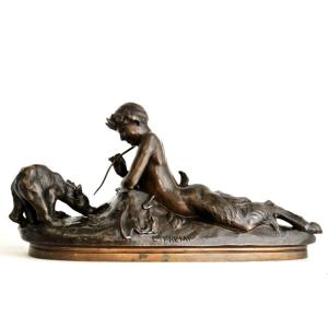 "pan Et Oursons" Group In Bronze After Emmanuel Frémiet