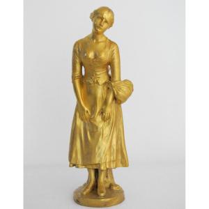 "the Departure From The Village" Bronze Statuette After Antonin Mercié (1841/1916)