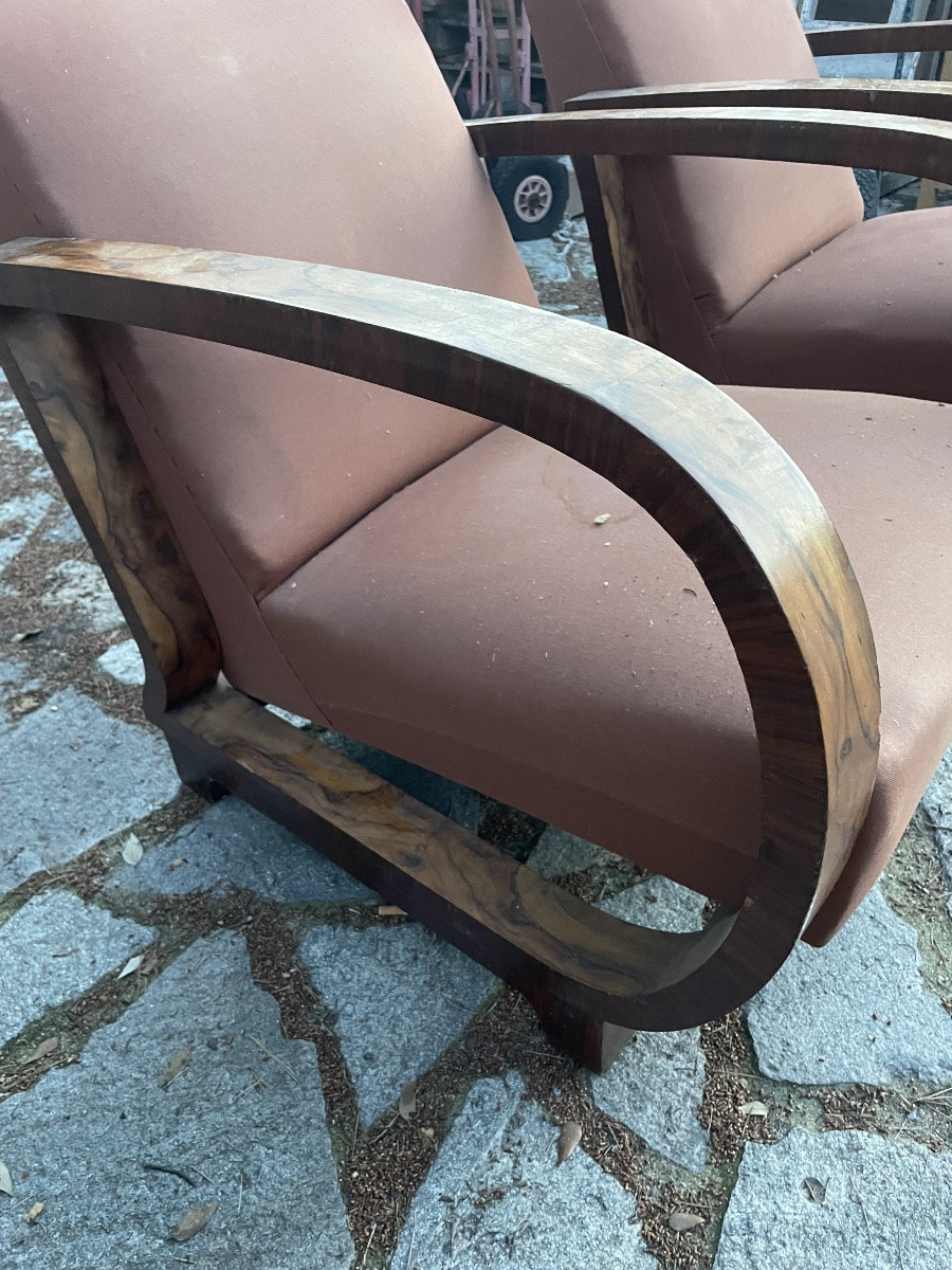 Coppia di poltrone in noce  art  deco anni 30 -photo-6