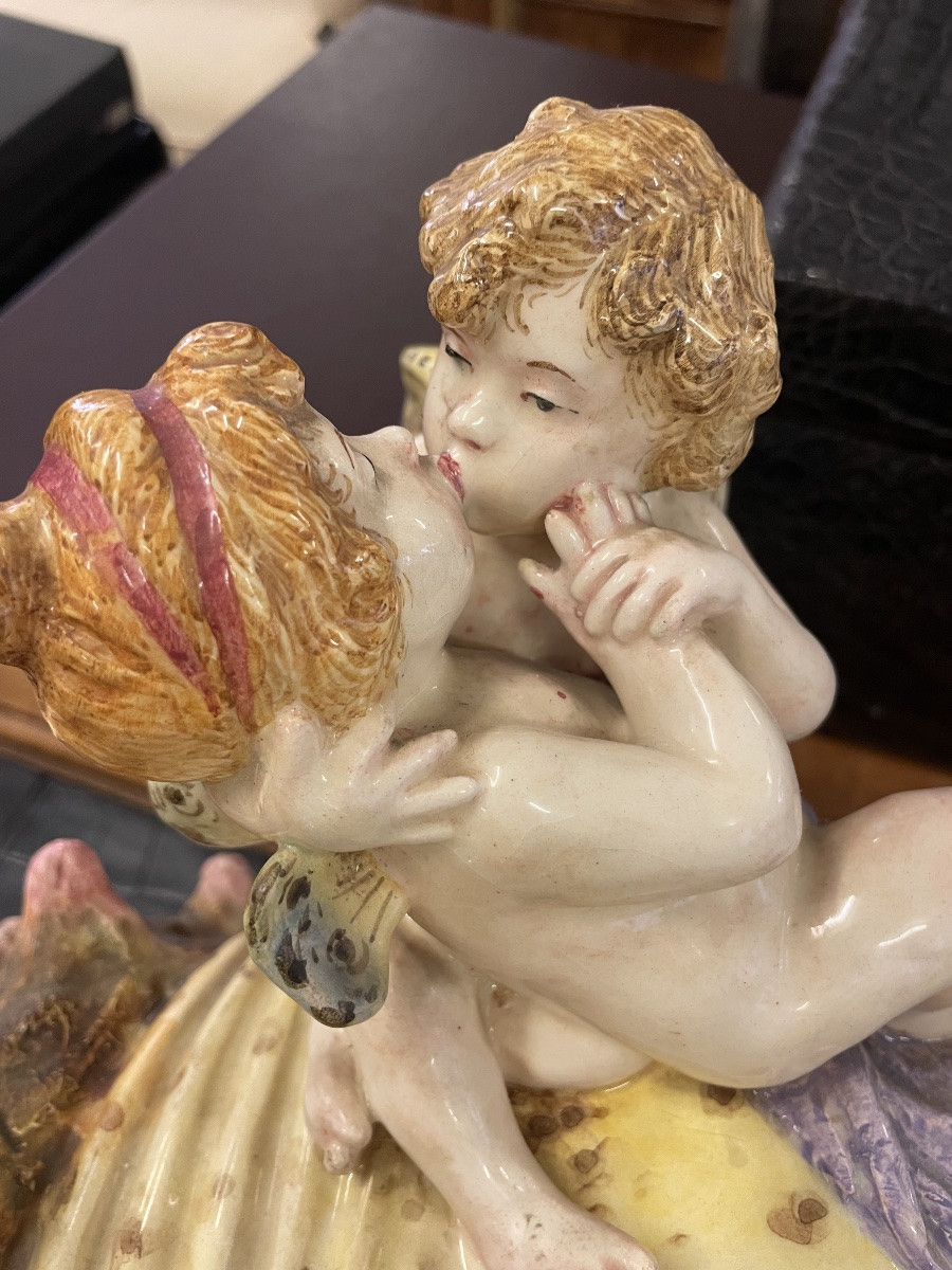 Conchiglia con putti in ceramica anni 30 -photo-4