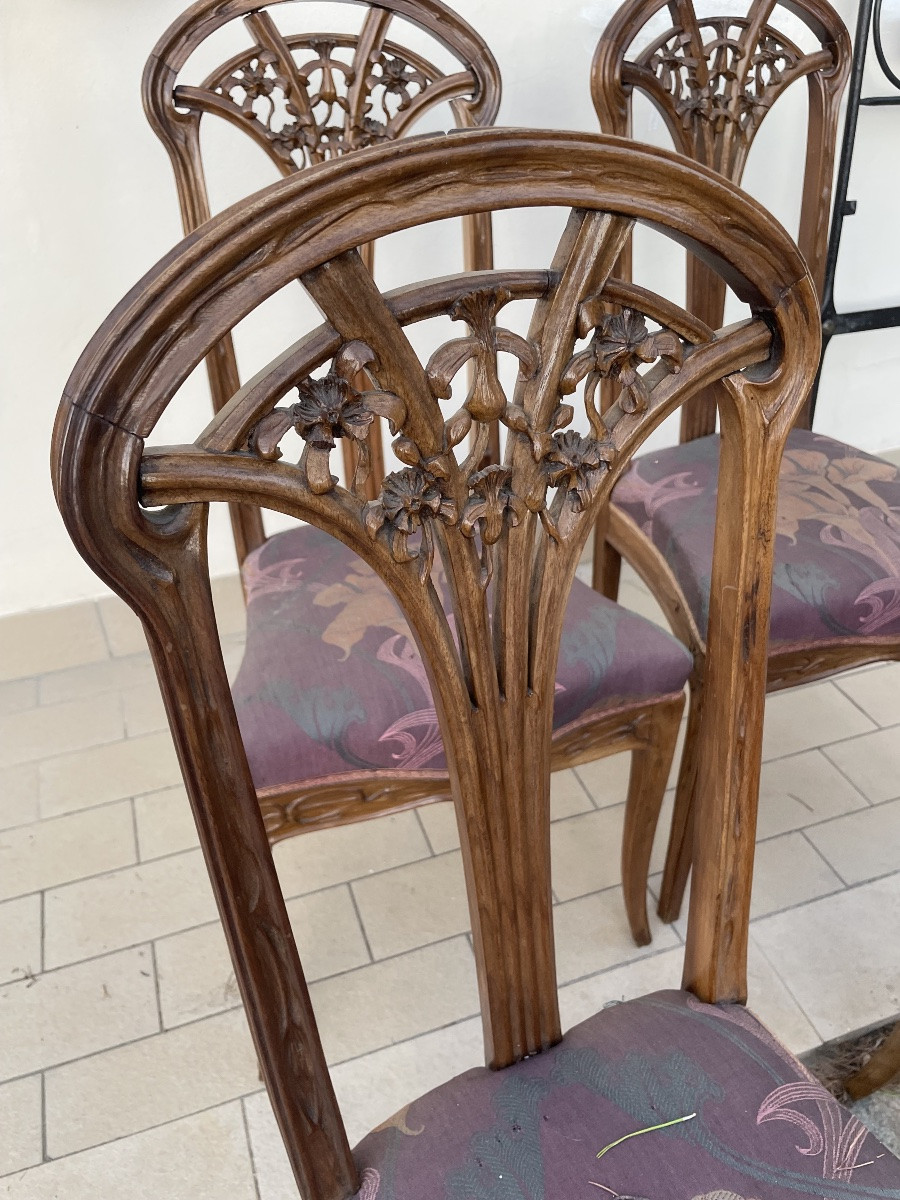 Serie di 4 sedie art nouveau louis majorelle chairs-photo-3