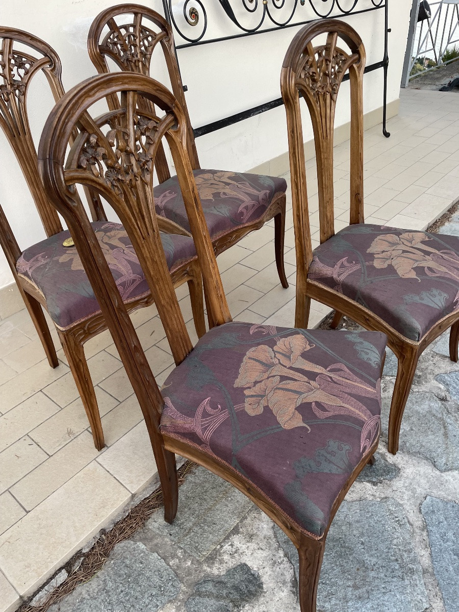 Serie di 4 sedie art nouveau louis majorelle chairs-photo-4