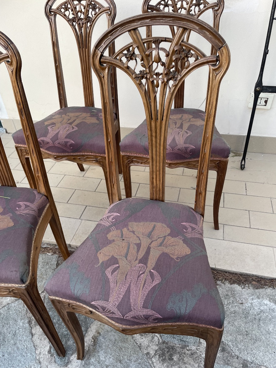 Serie di 4 sedie art nouveau louis majorelle chairs-photo-6