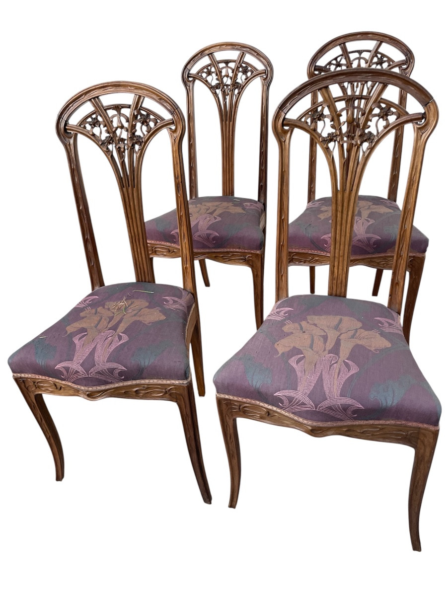 Serie di 4 sedie art nouveau louis majorelle chairs