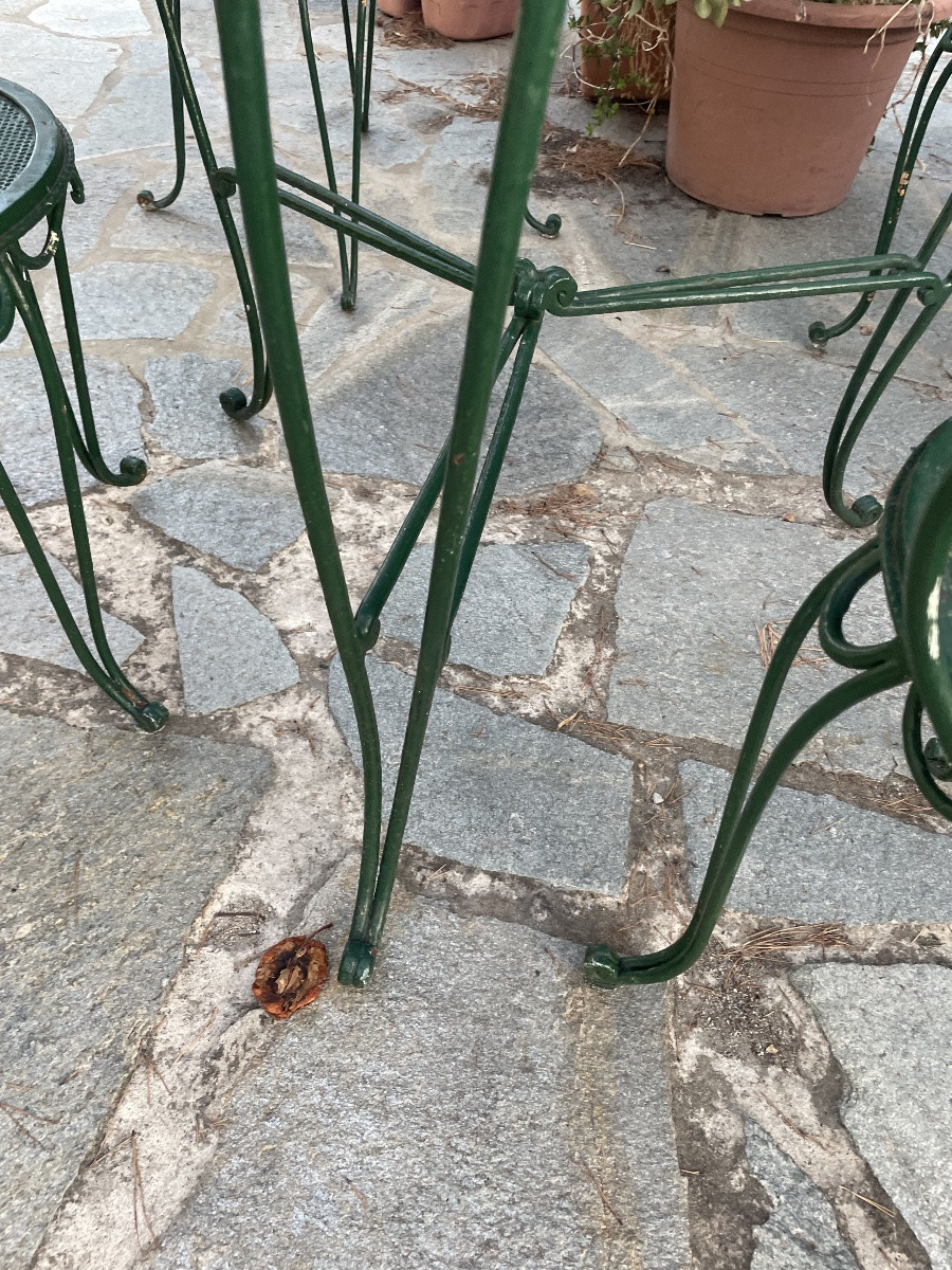 Tavolo e 4 poltrone in ferro battuto anni 60 da giardino tata-photo-7