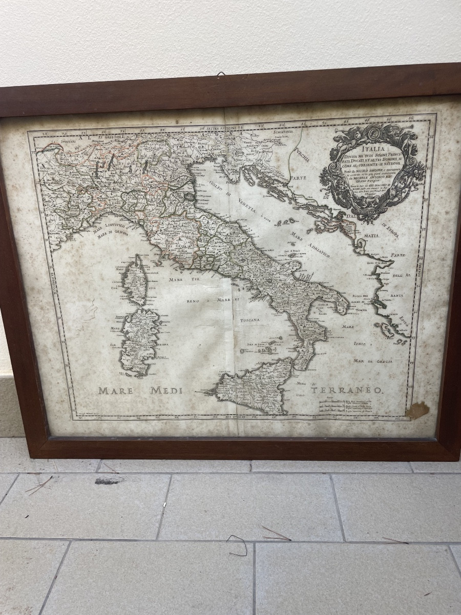 Cartina geografica italia epoca 700 incisore 