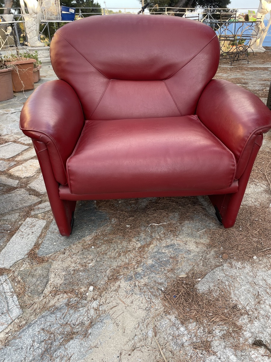 Coppia di poltrone in ecopelle design  anni 80-photo-3