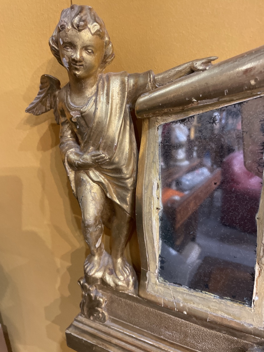 Trittico  di specchi in legno dorato epoca impero-photo-2