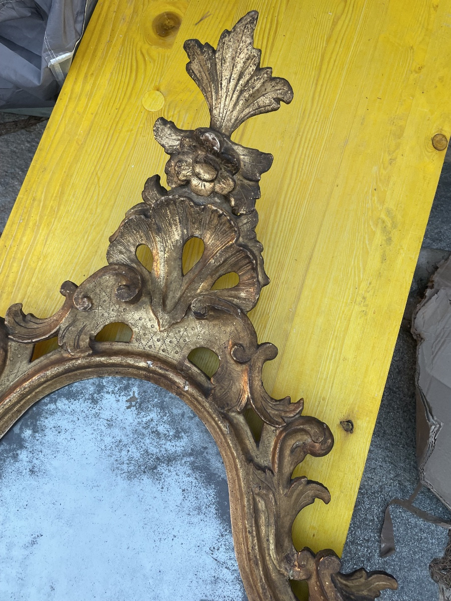Specchiera in legno dorato epoca 700 italia del nord-photo-3