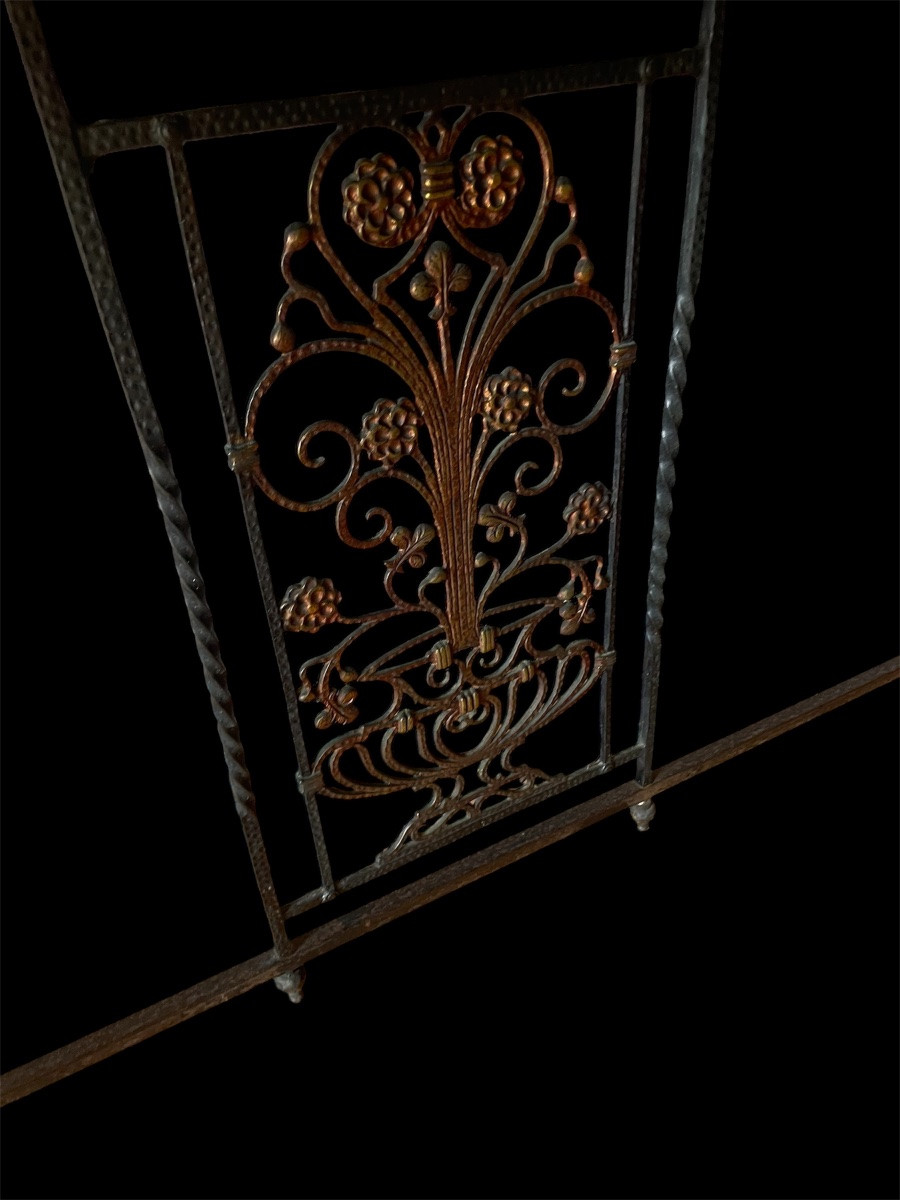 Console in ferro battuto marmo e bronzo art deco anni 1920/30-photo-6