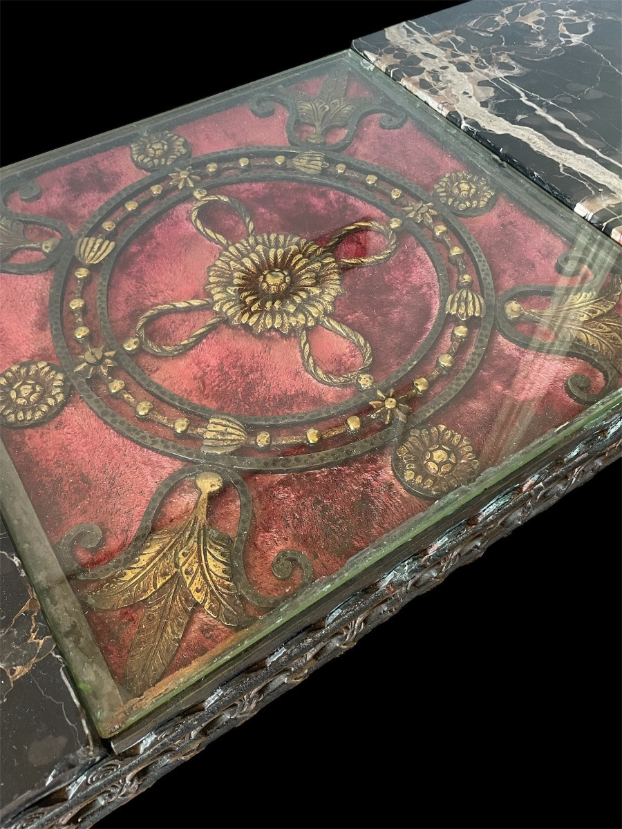 Console in ferro battuto marmo e bronzo art deco anni 1920/30-photo-7