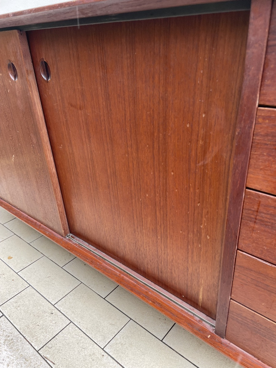 Credenza anni 60 in teak modello monika di george coslin per faram-photo-7