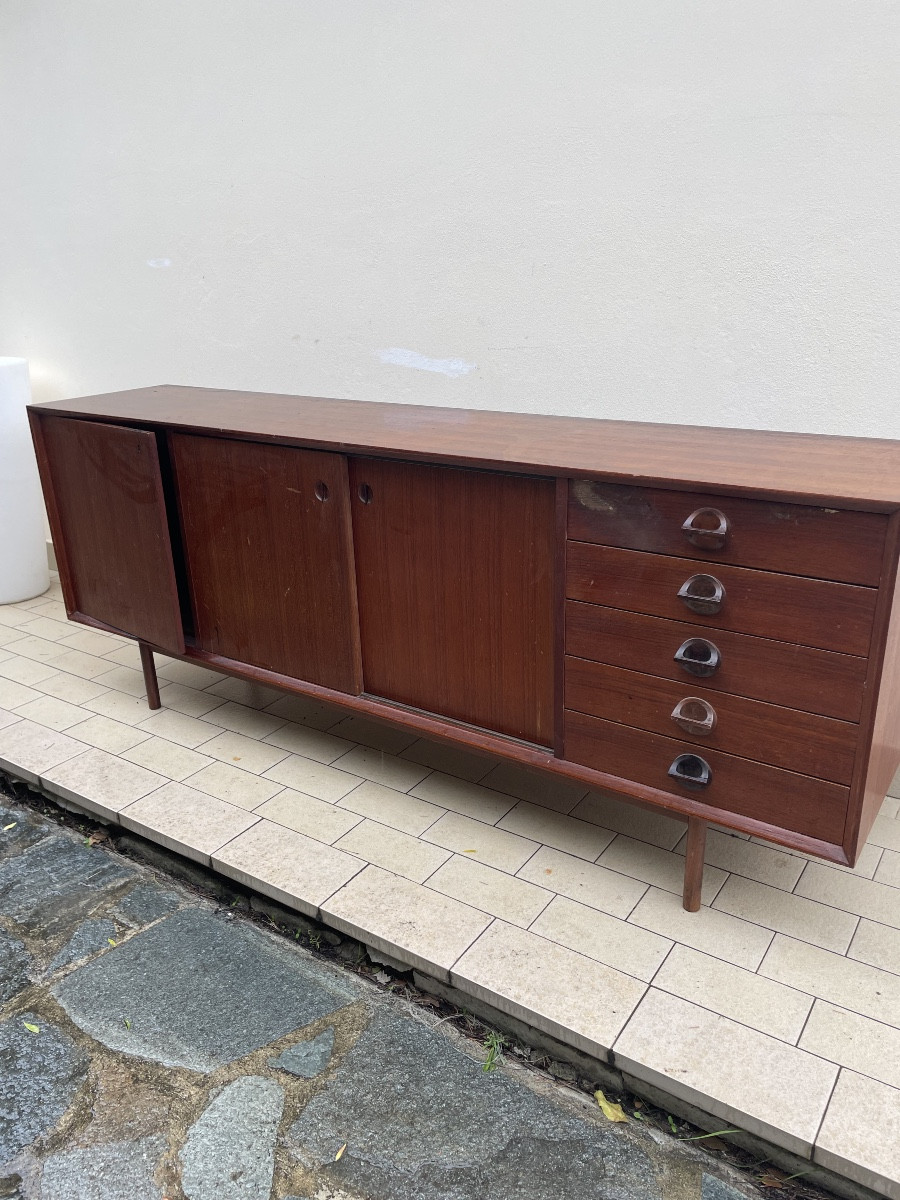 Credenza anni 60 in teak modello monika di george coslin per faram