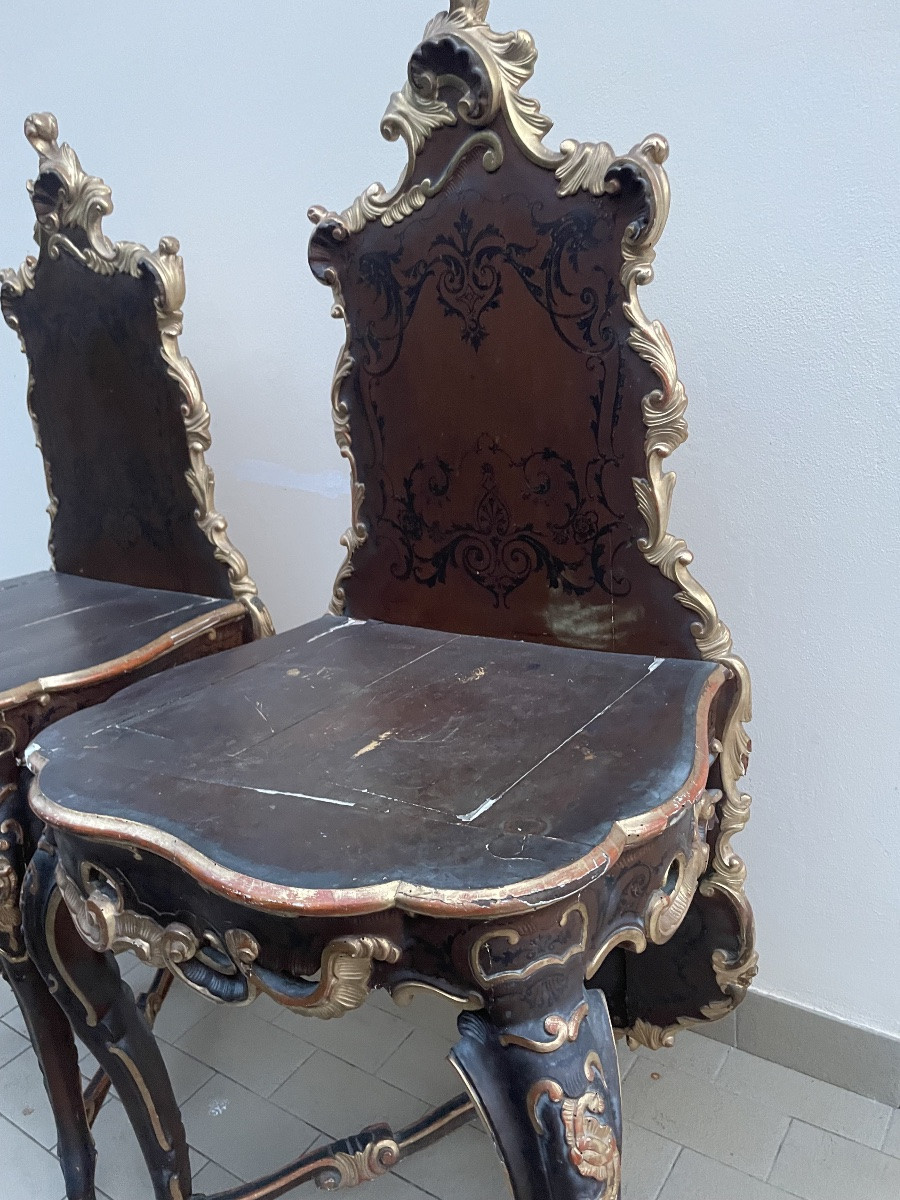 Coppia di console laccate e dorate-photo-2